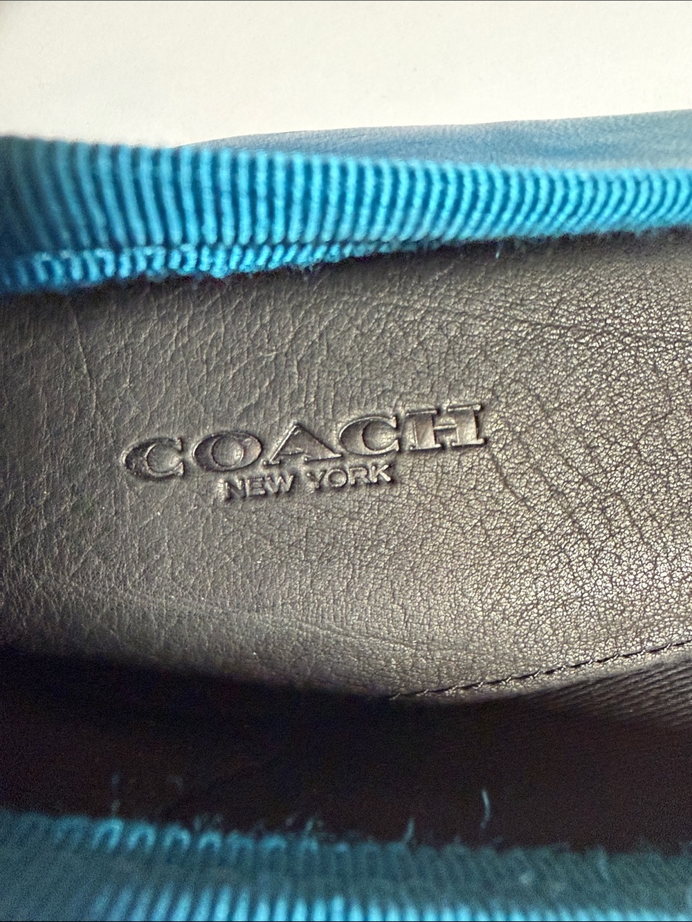 COACH Lara Silk Nappa Ballet Flats Peacock Blue Leather Bow Logo Womens Size 9 - Picture 6 of 9